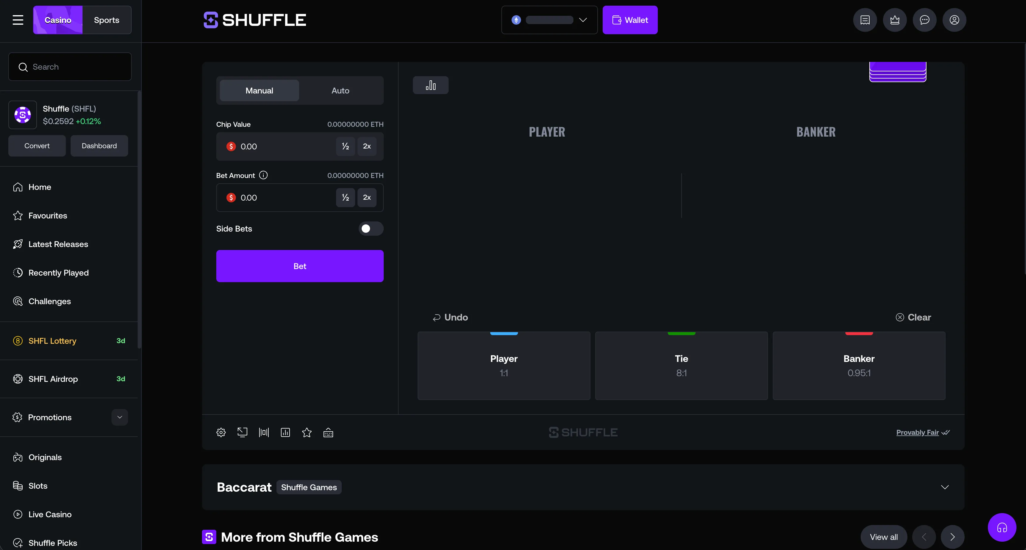 Shuffle Baccarat game