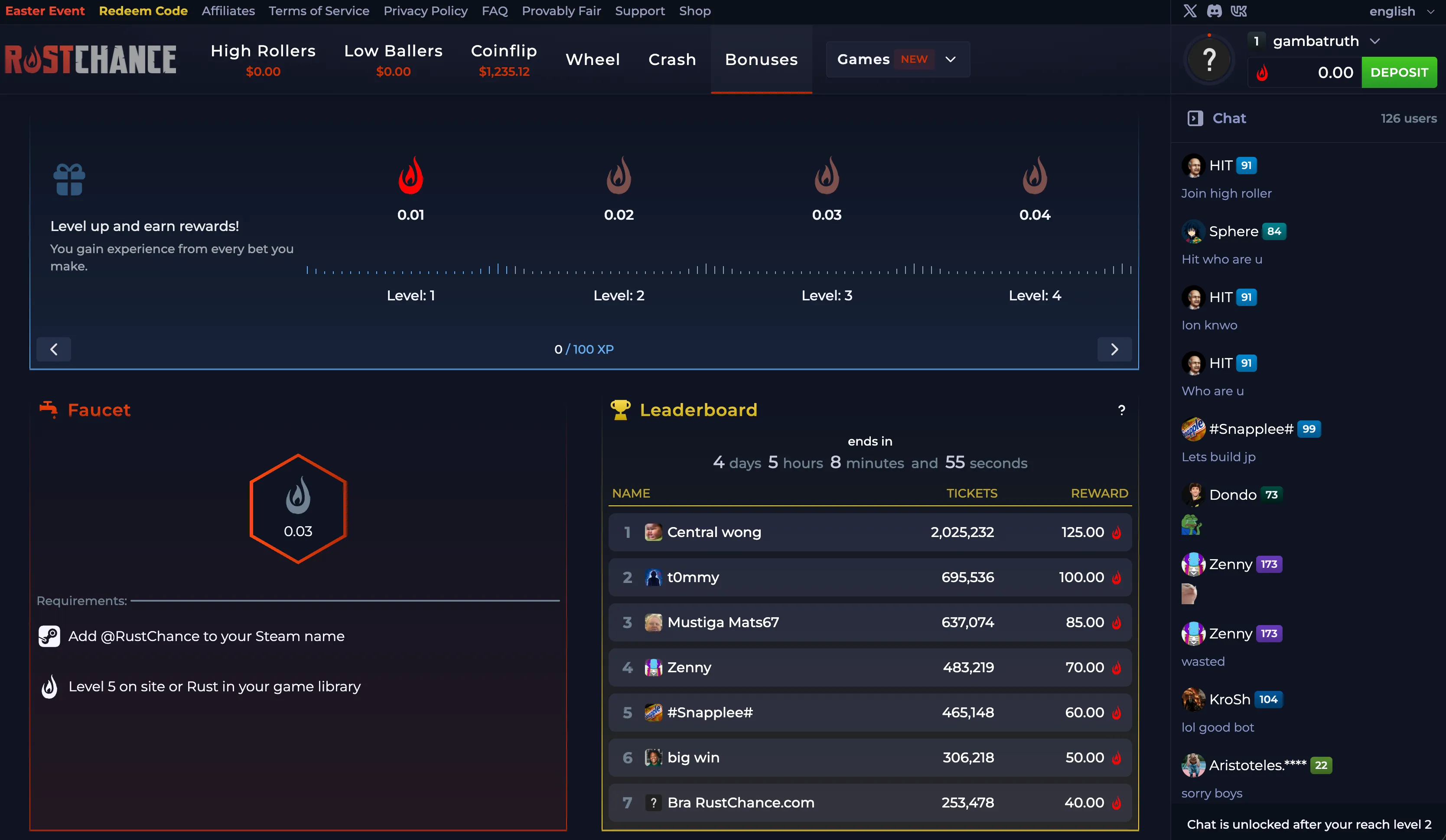 RustChance Bonuses and Rewards
