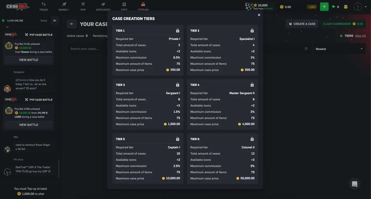CSGORoll Case Creation