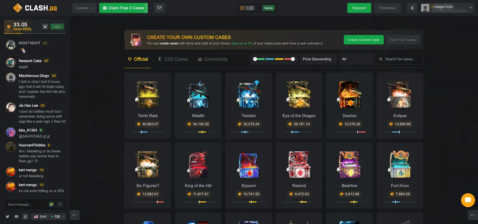 Clash.gg Case Opening Catalogue
