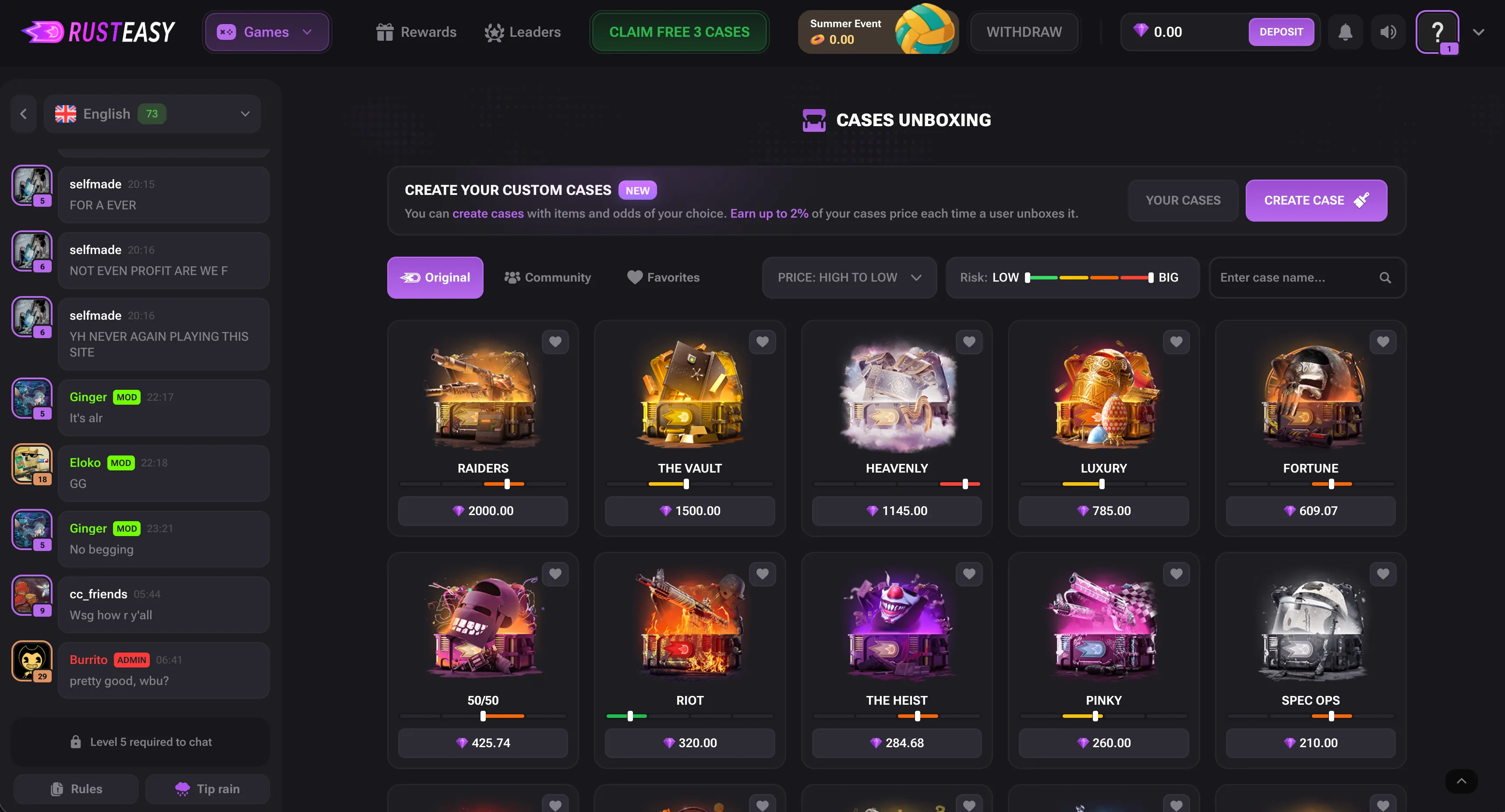 RustEasy case opening selection