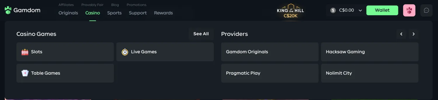 Gamdom Casino Games