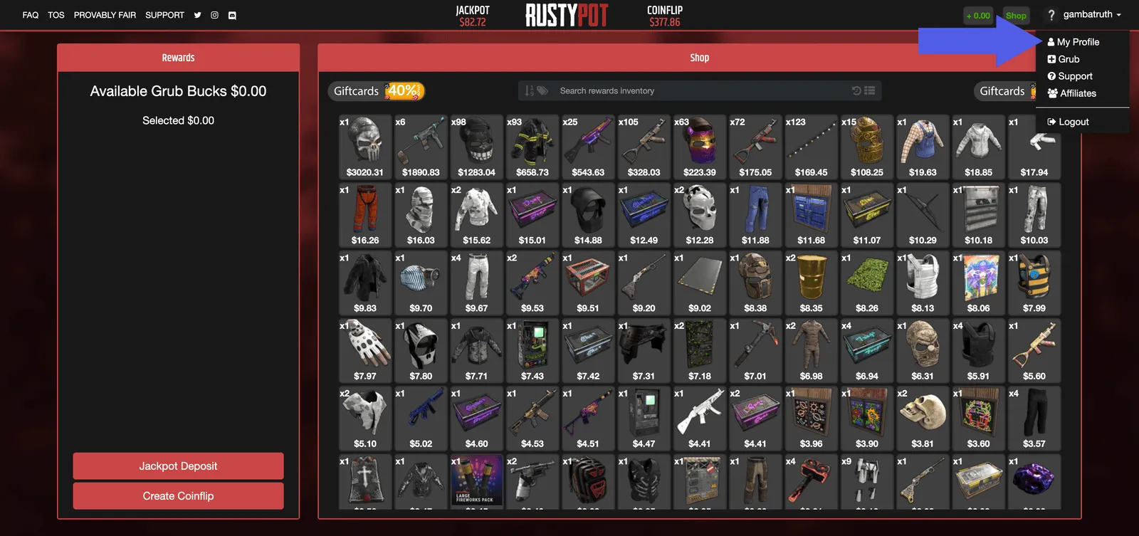 Opening My Profile on Rustypot