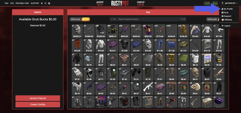 Step 1: Open My Profile on Rustypot