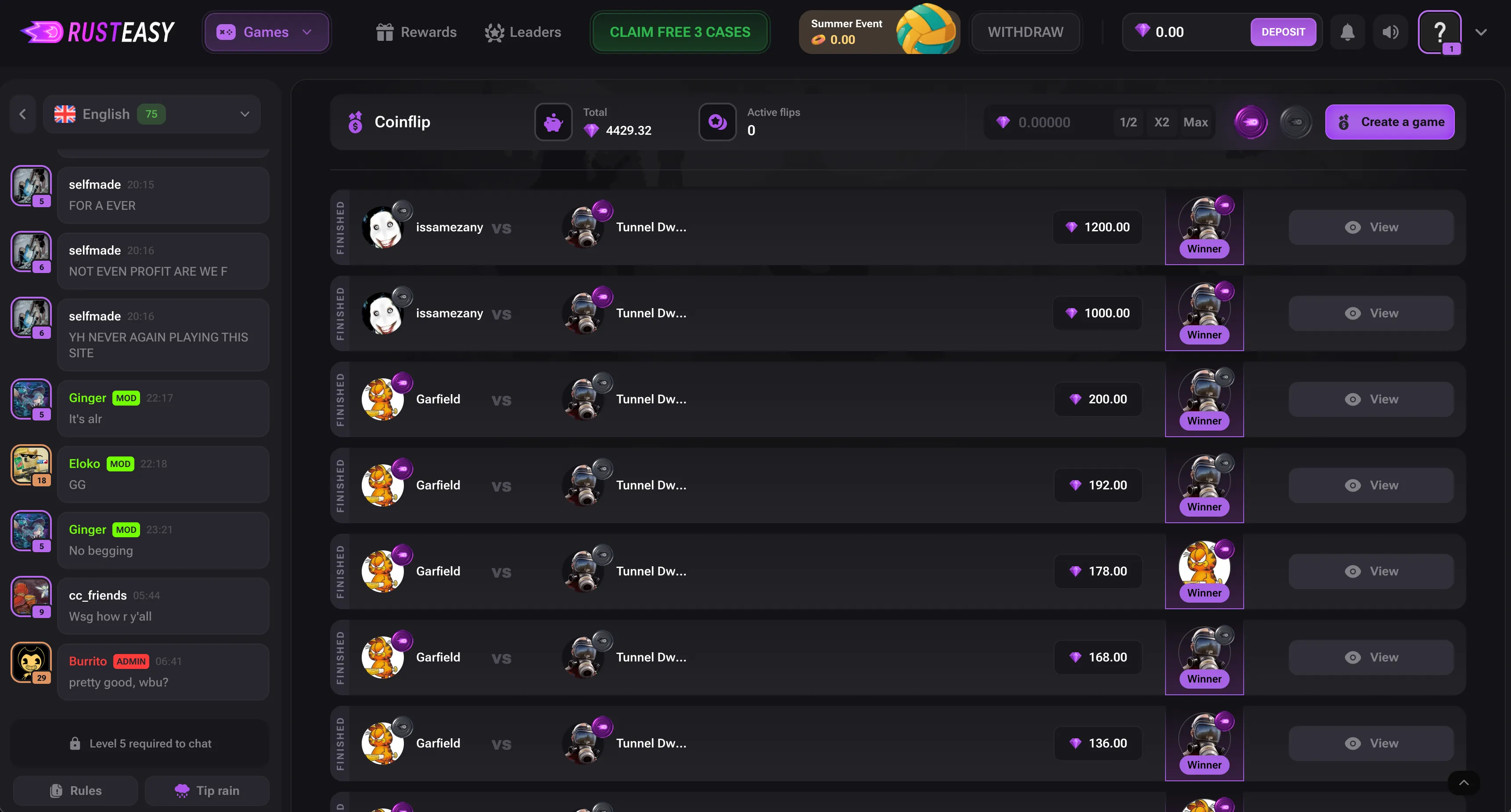 RustEasy coinflip lobby