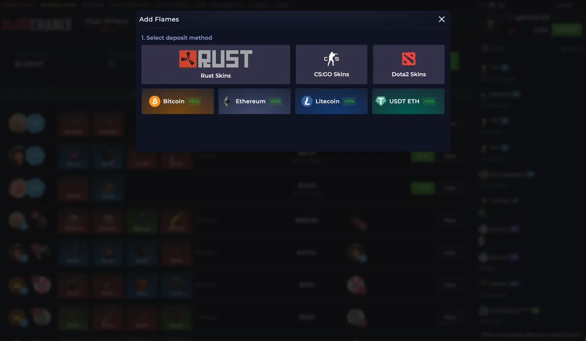 RustChance Deposit Options