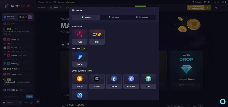 RustMagic Wallet Deposit Options