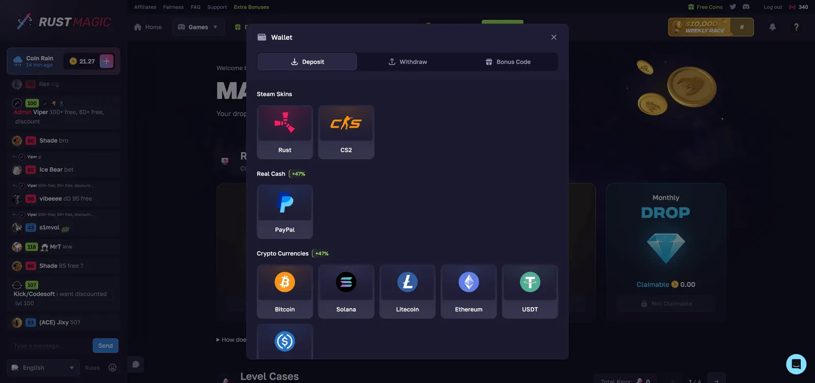 RustMagic Wallet Deposit Options
