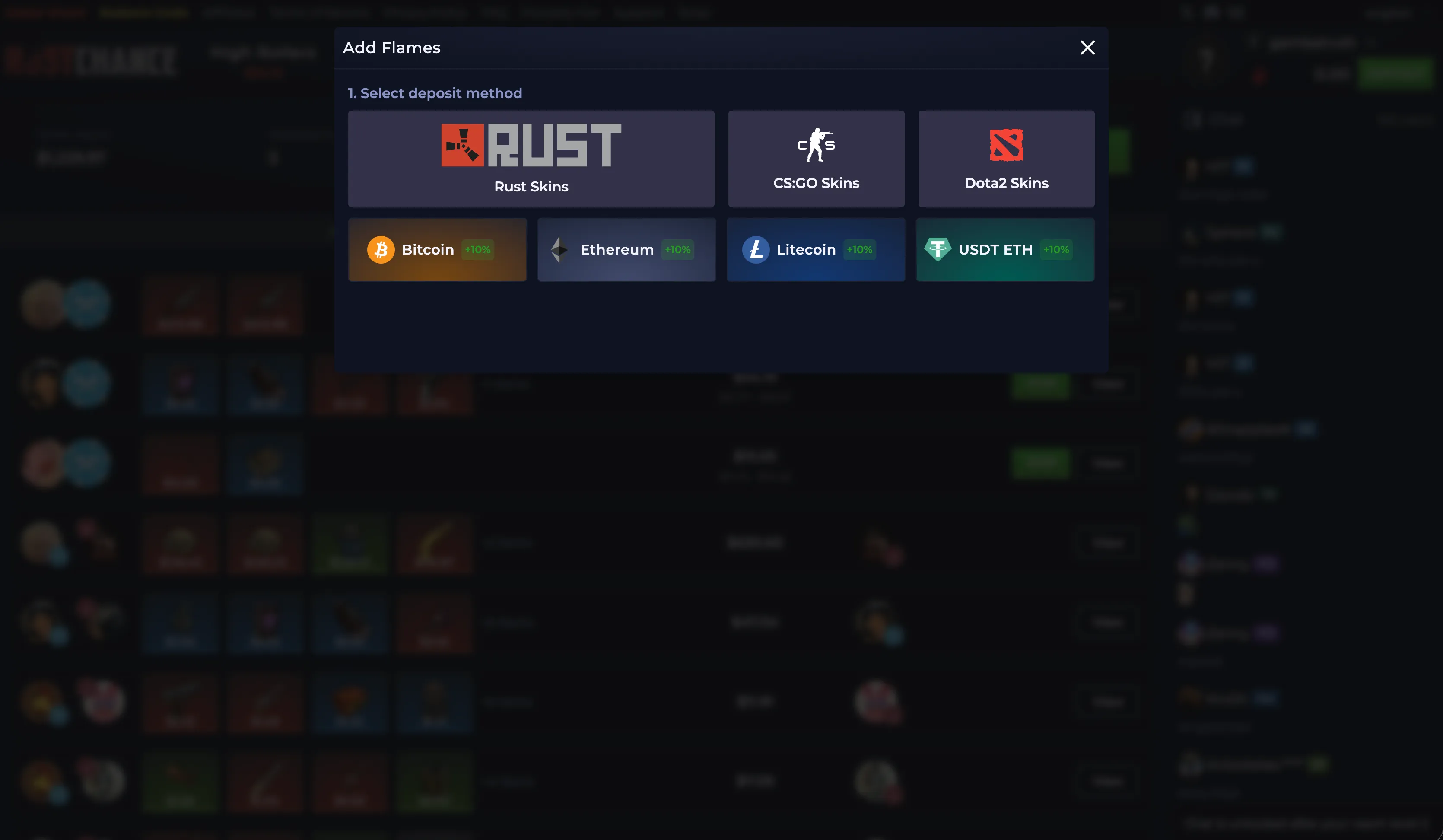RustChance Deposit Options