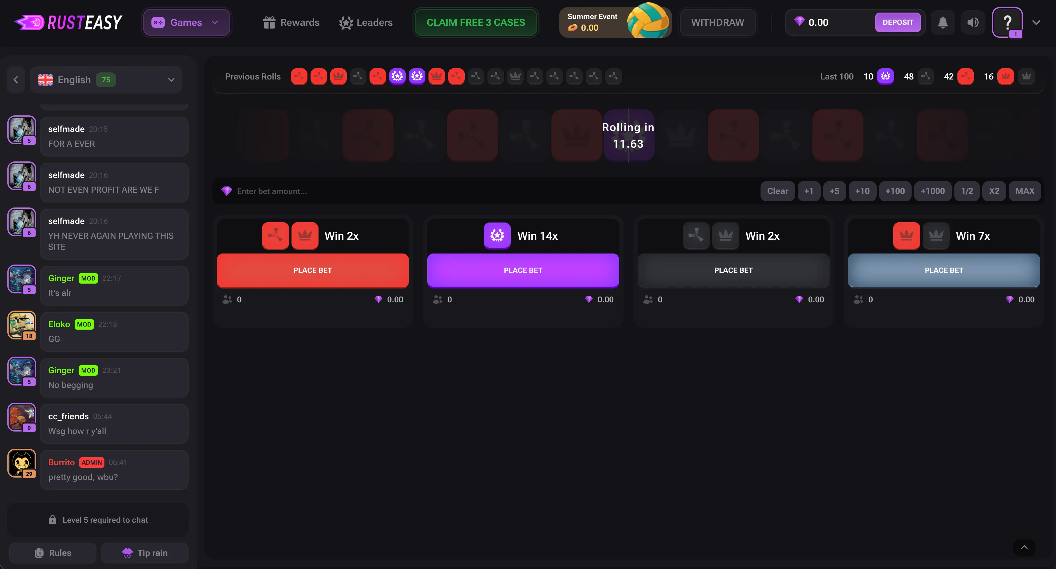RustEasy Double roulette game