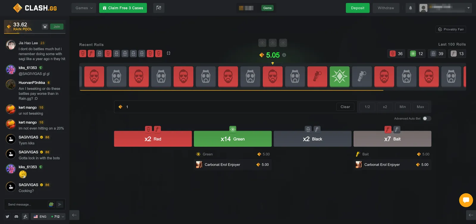 Clash.gg Double Roulette Game