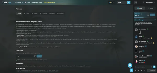Cases.gg Provably Fair Verification Page