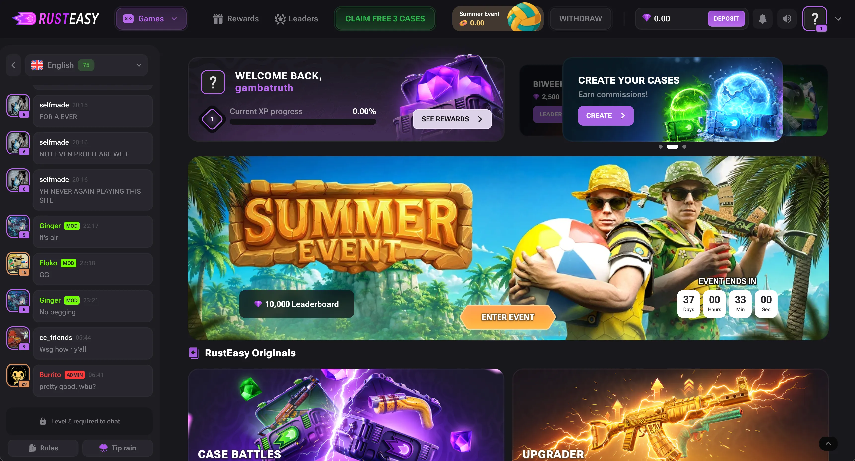 RustEasy home page and original games