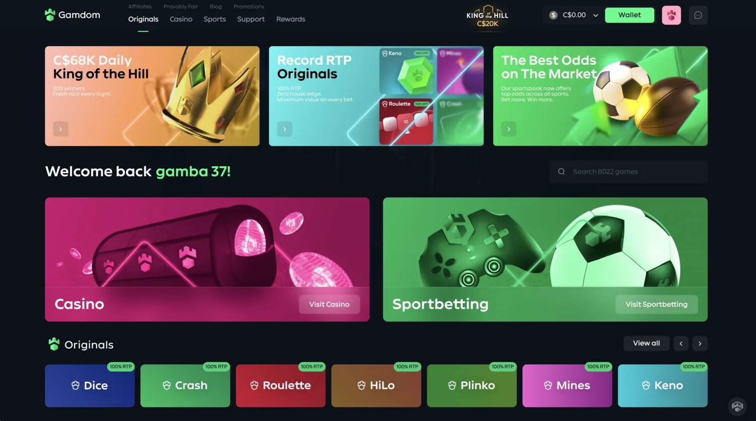 Gamdom Homepage