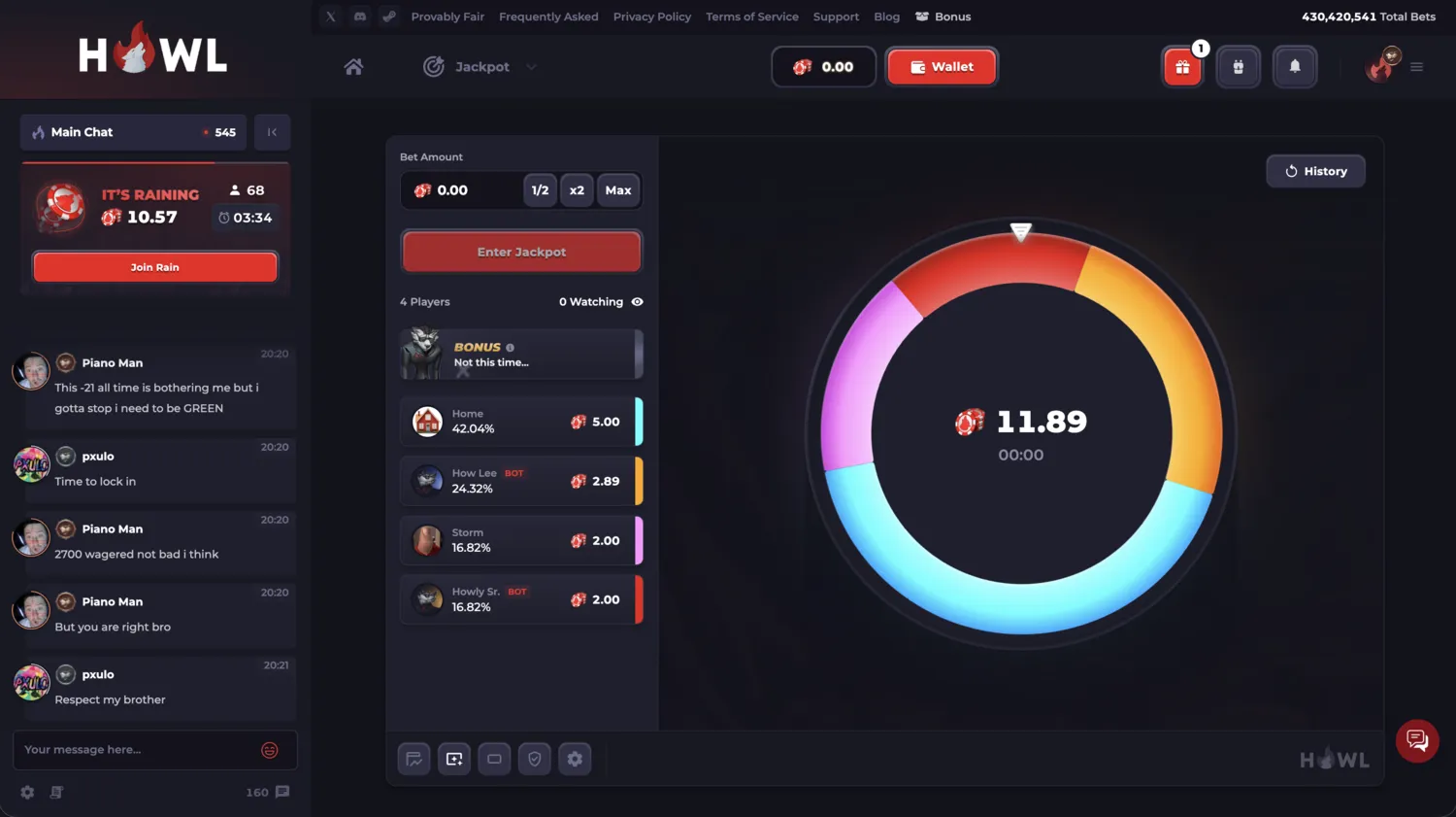 Howl Jackpot Game