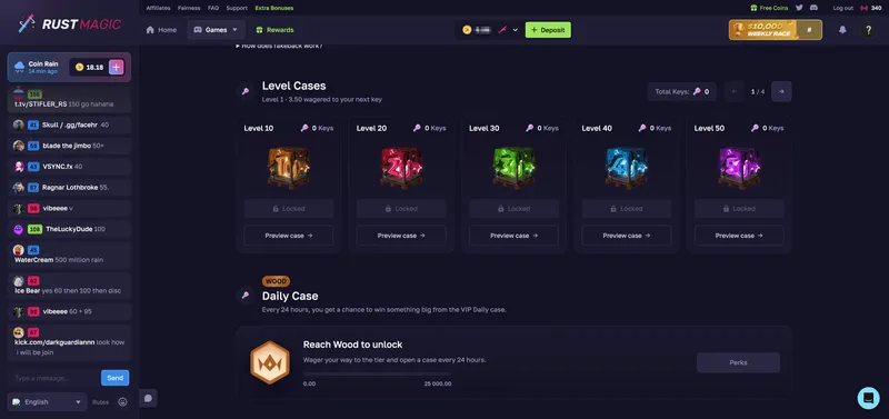 RustMagic Level Cases and VIP Daily Case