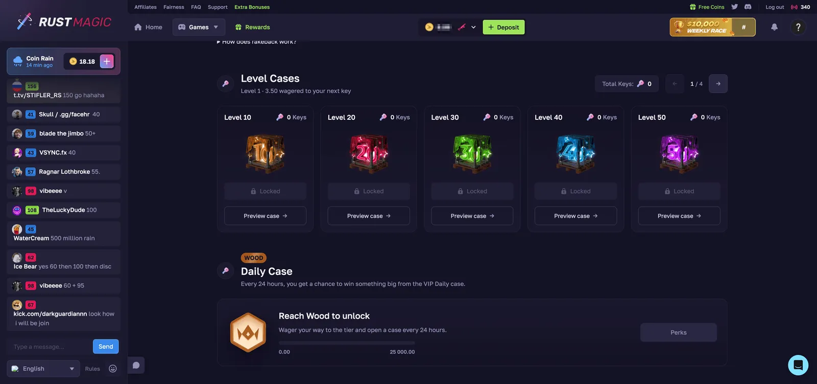 RustMagic Level Cases and Daily Case