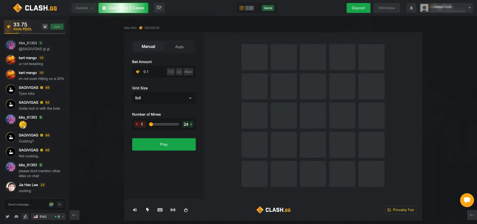 Clash.gg Mines Game