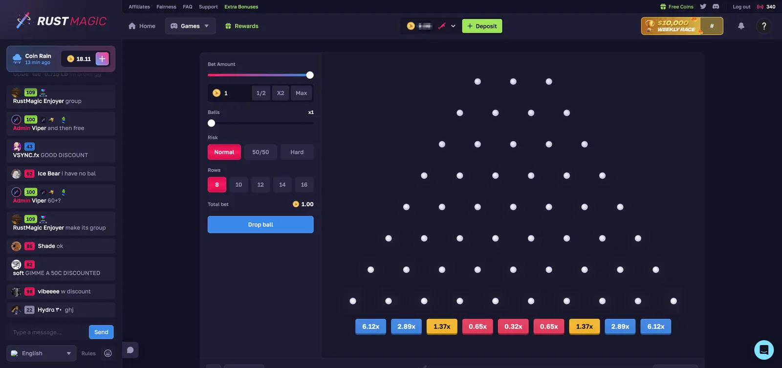 RustMagic Plinko Game