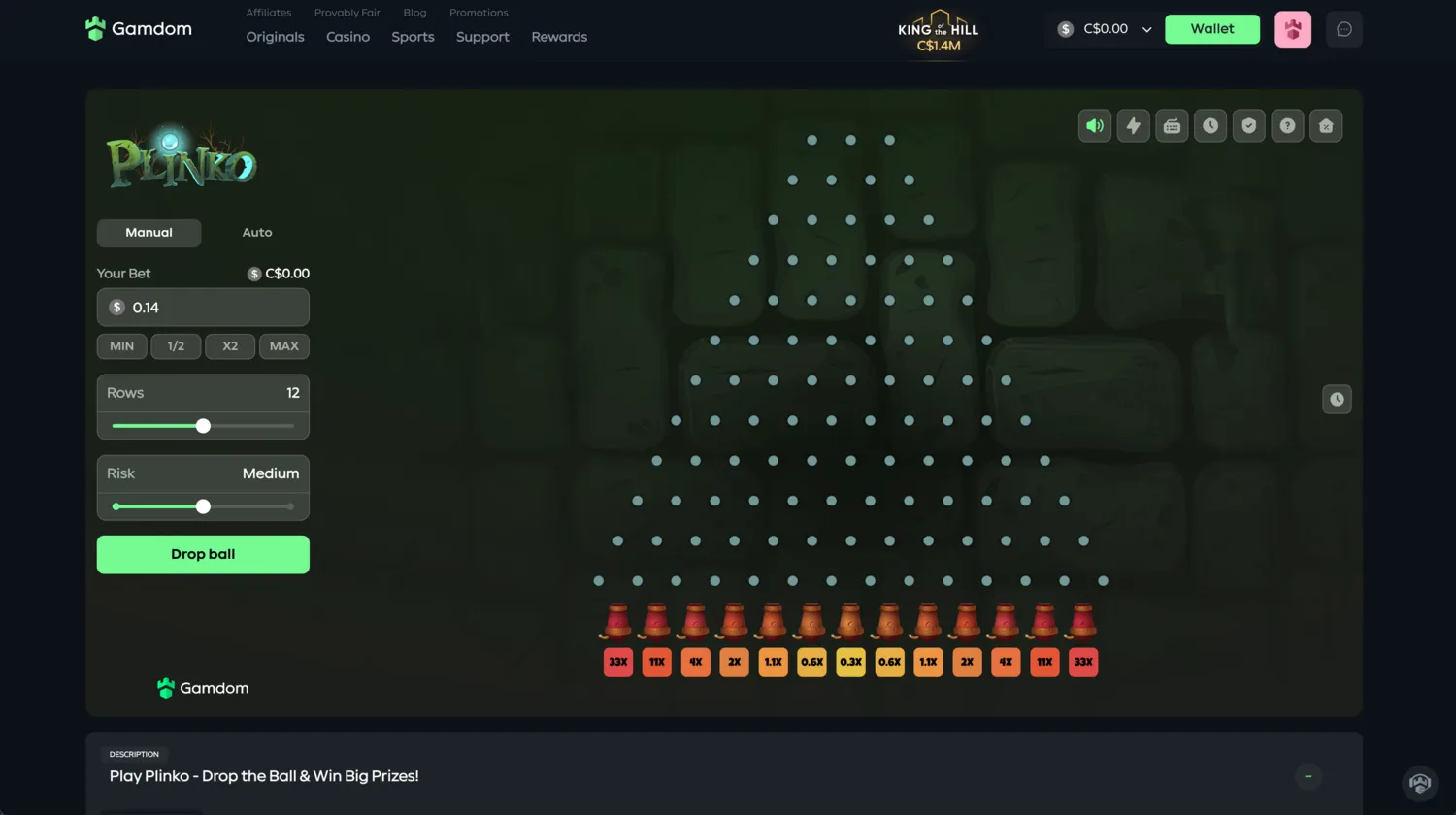 Gamdom Plinko Game