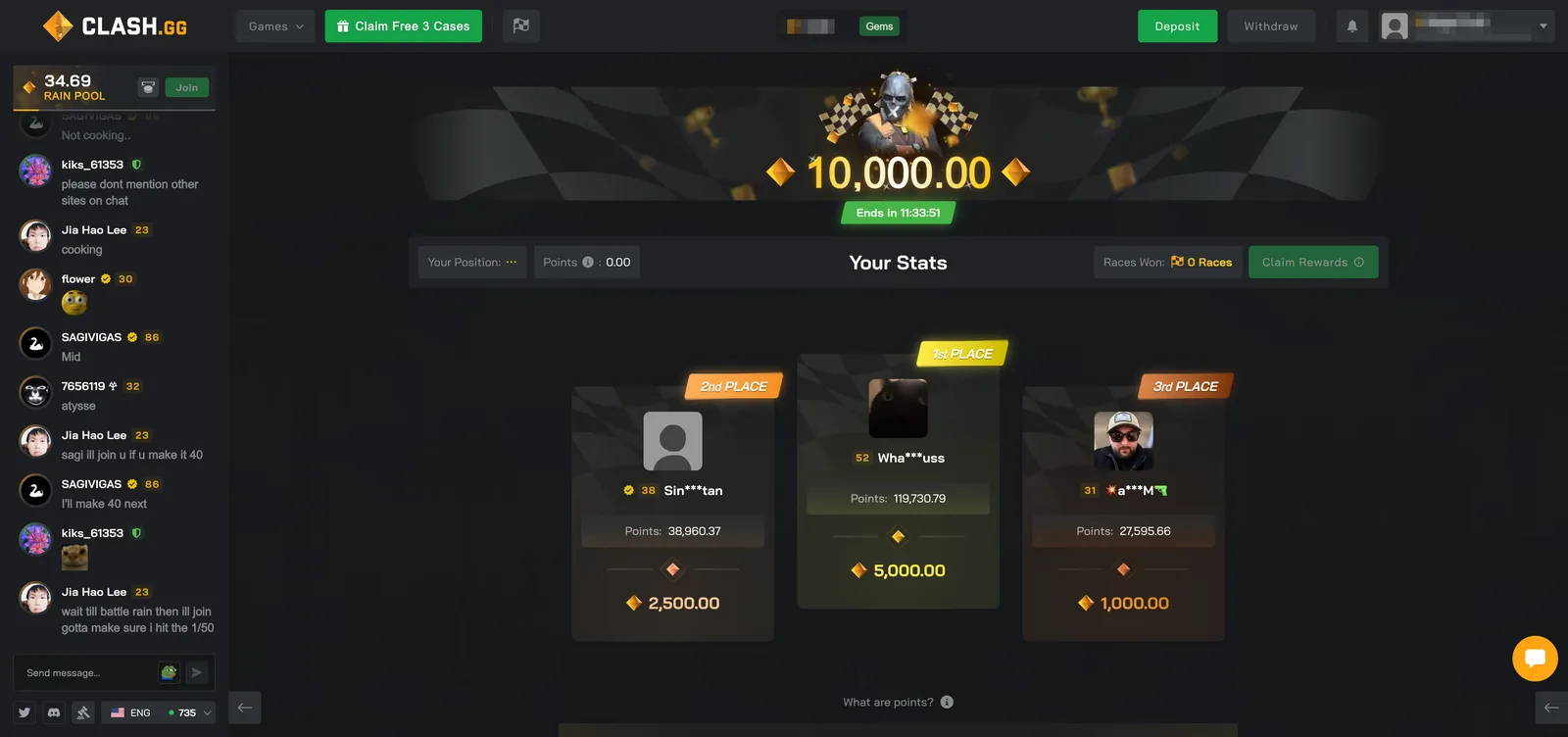 Clash.gg Race Leaderboard