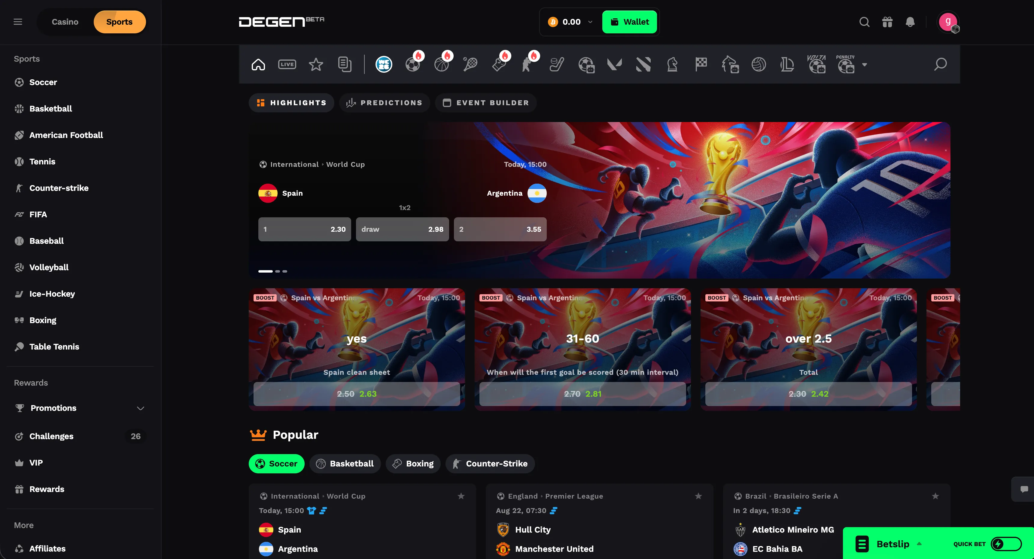 Degen.com crypto sportsbook