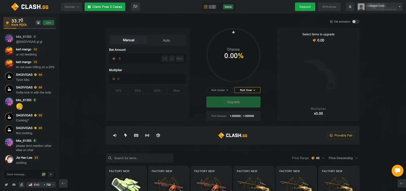 Clash.gg Upgrader Game