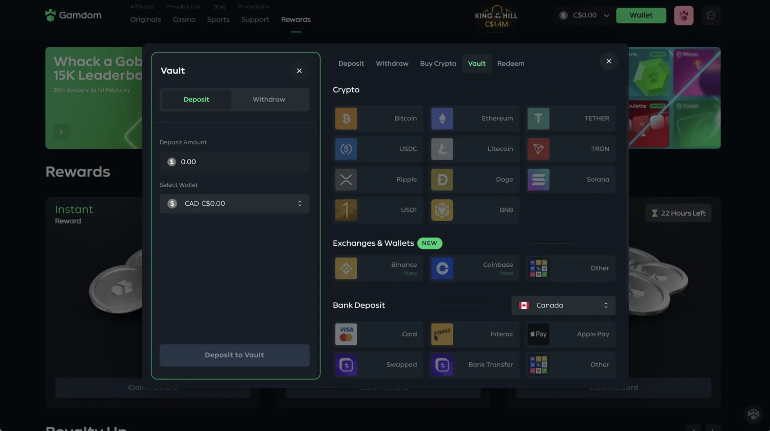 Gamdom Vault System