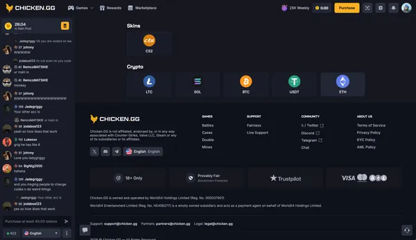 Chicken.gg Withdraw Options