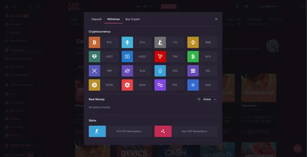500 Casino Crypto and Bitcoin Withdrawal Options